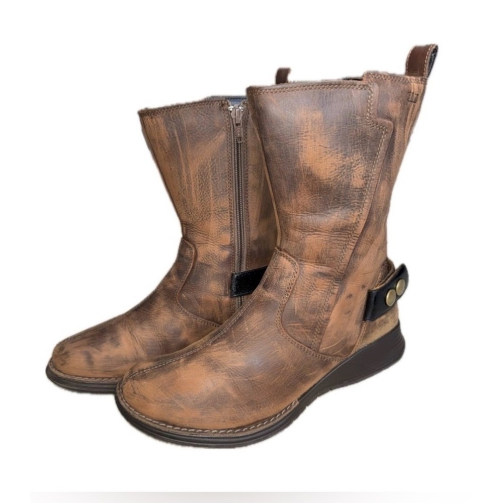 MERRELL Clay Brown Leather Boots Distressed Patina | 8.5